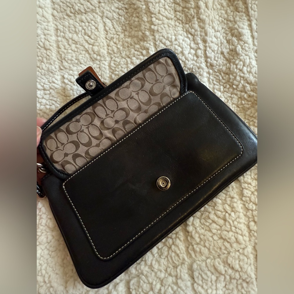 Coach Black and Brown Signature Wristlet